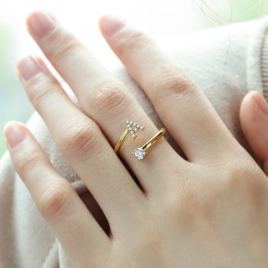 Sparkling Adjustable Initial Ring