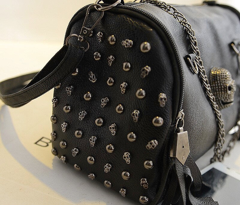 Skull Studded Chain Strap Handbag